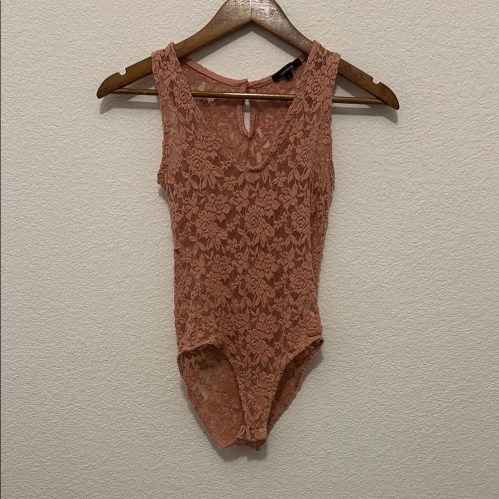 Forever 21 Pink Floral Lace Bodysuit Size S